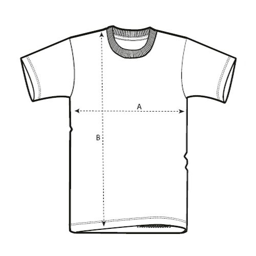 T-shirt measurements A and B